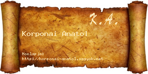 Korponai Anatol névjegykártya